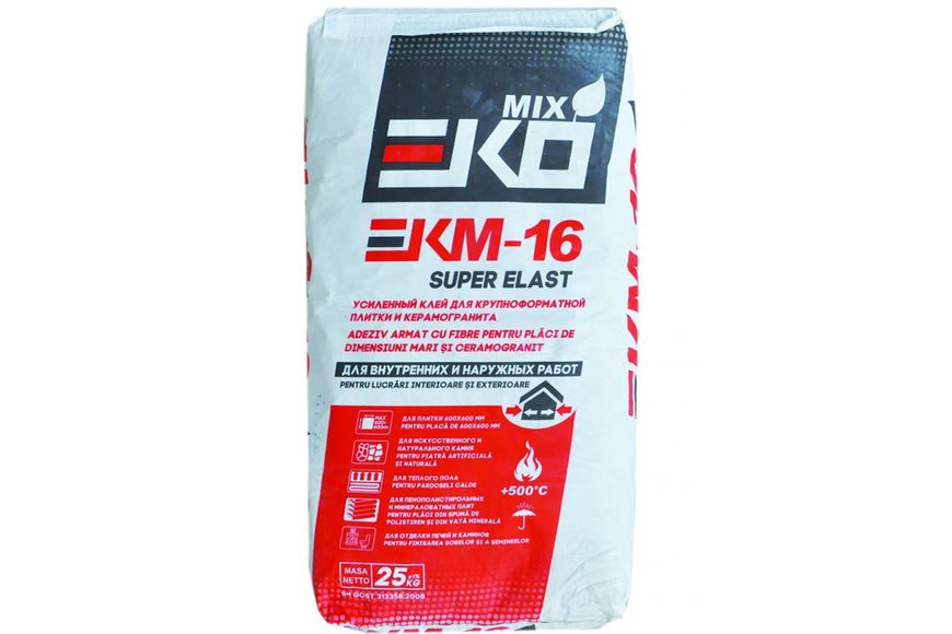 Клей для плитки EKO MIX Super Elast белый EKM -16 25 кг (54) ЕКМ-16/белый BR-05079 фото