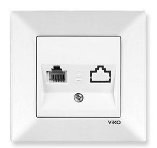 Розетка компьютерная одинарная ' RJ45 cat6e ' Meridian Viko by Panasonic. Белый BR-0726-NN-14098 фото
