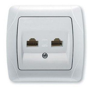 Розетка компьютерная двойная ' 2 x RJ45 cat5e ' Carmen Viko by Panasonic. Белый BR-0726-NN-14396 фото