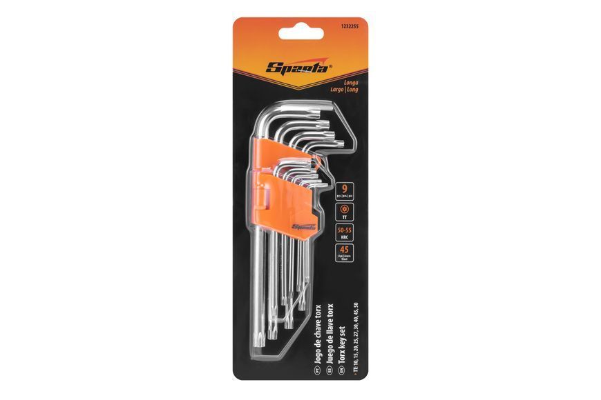Набор ключей имбусовых Tamper-Torx, 9шт.: TT10-ТT50, 45x, закаленные, Удлиненные, никель - TM Sparta BR-0726-LR-2338 фото