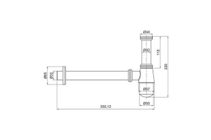 Сифон для умывальника, бутылочный, хромированный 470100200 ТМ Lidz BR-0726-LR-1412 фото