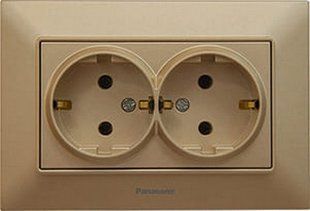 Розетка двойная с заземлением Arkedia Slim Panasonic. Бронза BR-0726-NN-14288 фото