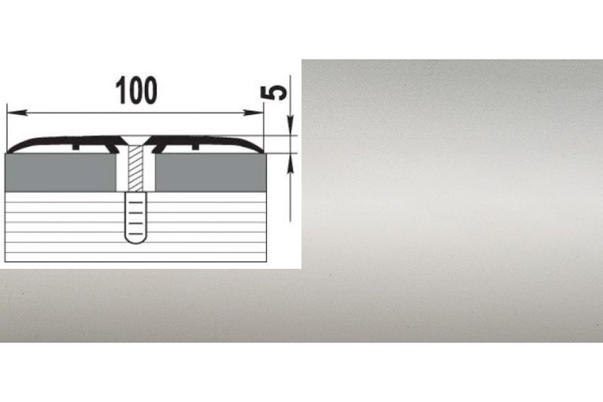 Порог алюминиевый анодированный Серебро B100 100мм*5мм - 0,9м GRACE В100 BR-00532 фото