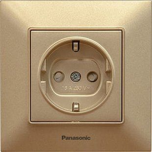 Розетка с заземлением и защитными шторками Arkedia Slim Panasonic. Бронза BR-0726-NN-14481 фото