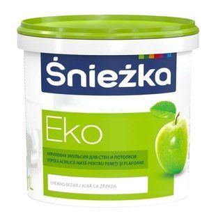Краска акриловая моющаяся для стен и потолков EKO Sniezka. Матовая. Белая. 1 л. BR-0726-NN-7140 фото
