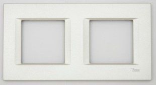Рама двойная 2 -х модульная Thea Optima Panasonic. Белый металлик BR-0726-NN-13991 фото