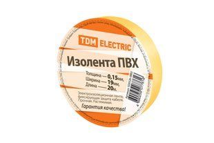 Изолента ПВХ 0.15мм х 19мм х 20м (желтая) - ТМ TDM BR-0726-LR-0558 фото