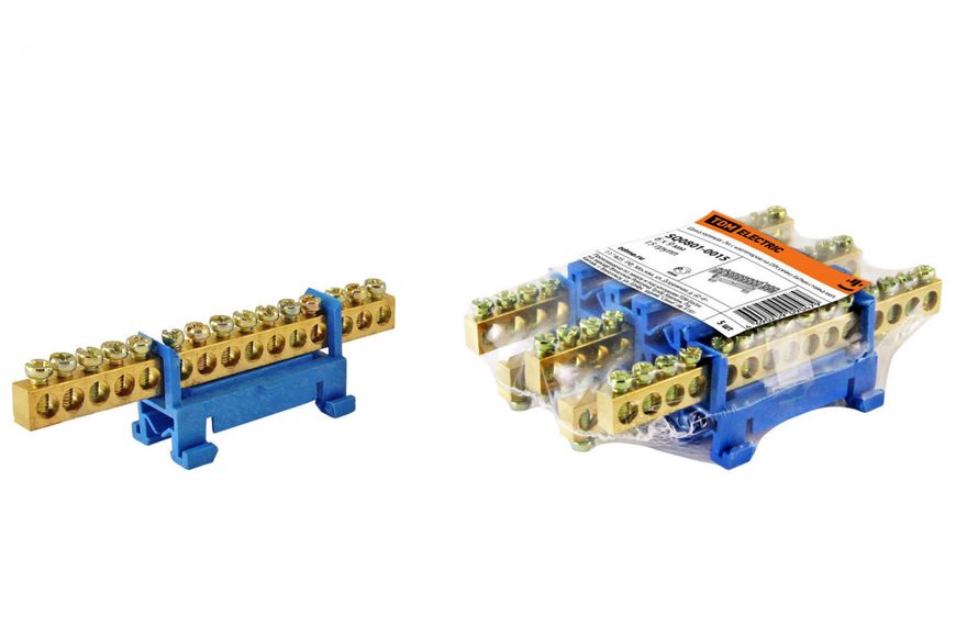 Шина 'N' нулевая с изолятором на DIN-рейку 6x9мм стойка мал. 15 групп TDM SQ0801-0015 BR-01457 фото