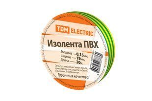 Изолента ПВХ 0.15мм х 19мм х 20м (желто-зеленая) - ТМ TDM BR-0726-LR-0559 фото