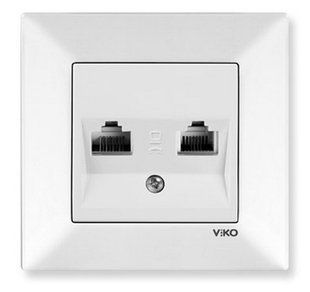 Розетка компьютерная двойная ' 2 x RJ45 cat5e ' Meridian Viko by Panasonic. Белый BR-0726-NN-14490 фото