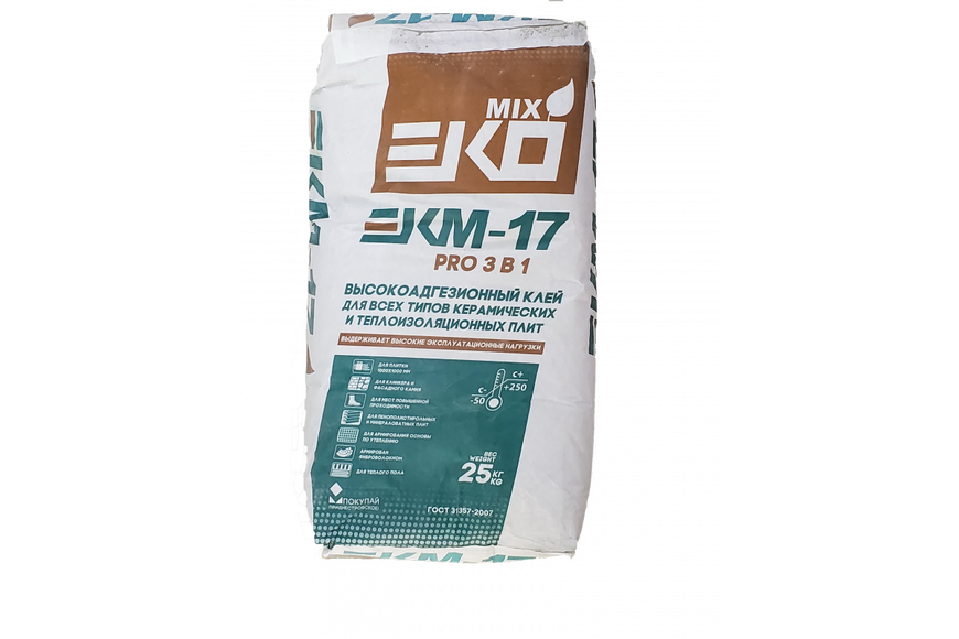 Клей для плитки EKO MIX PRO EKM -17 с фиброй 25 кг (54) ЕКМ-17 ф BR-02410 фото