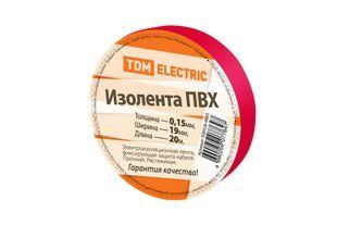 Изолента ПВХ 0.15мм х 19мм х 20м (красная) - ТМ TDM BR-0726-LR-0561 фото