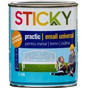 Полуглянцевая алкидная эмаль, белая, 0.6 л, STICKY Practic BR-0726-NN-7505 фото