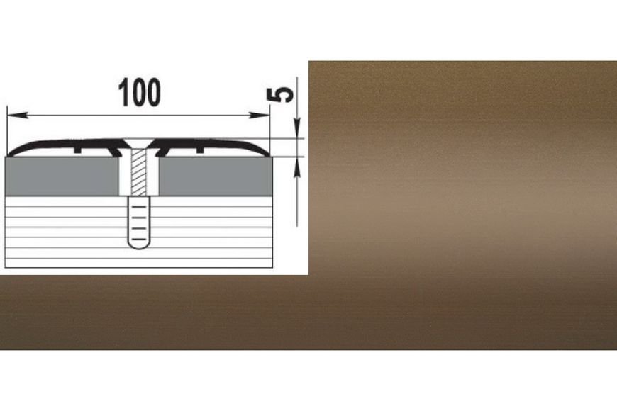 Порог алюминиевый анодированный Бронза B100 100мм*5мм - 0,9м GRACE В100 BR-00786 фото