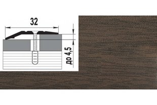 Порог алюминиевый декор. Дуб мокко С1 32мм, перепад до 4,5мммм - 1,8м GRACE BR-00503 фото