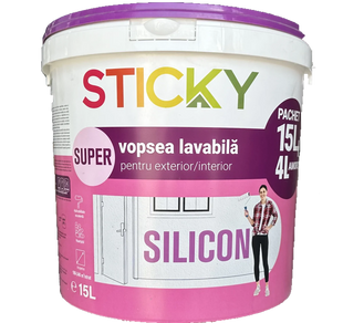 Краска, моющаяся, для наружных/внутренних работ, белая, 2.5 л, silicon, STICKY BR-0726-NN-7155 фото